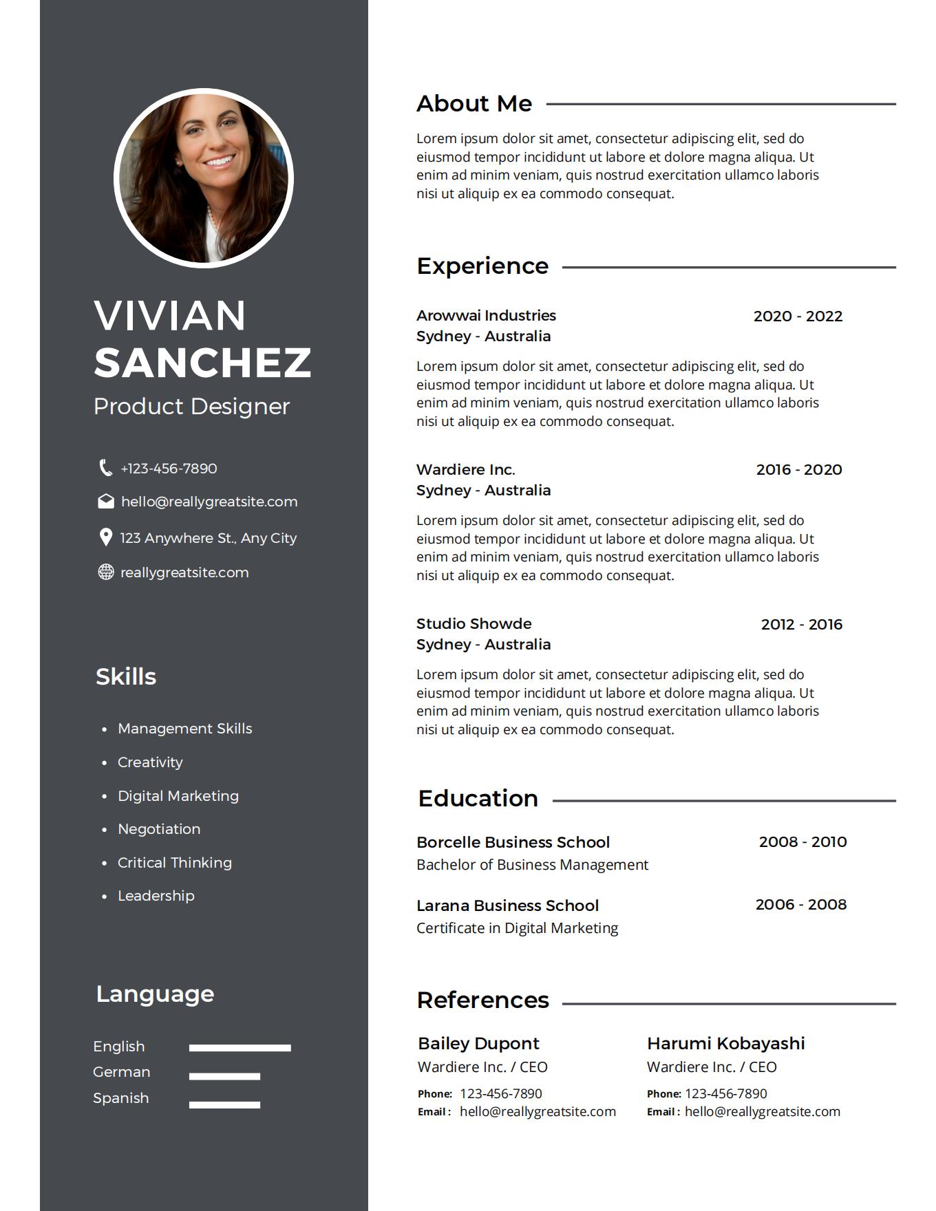 Concepteur de produits CV professionnel Modèle de CV