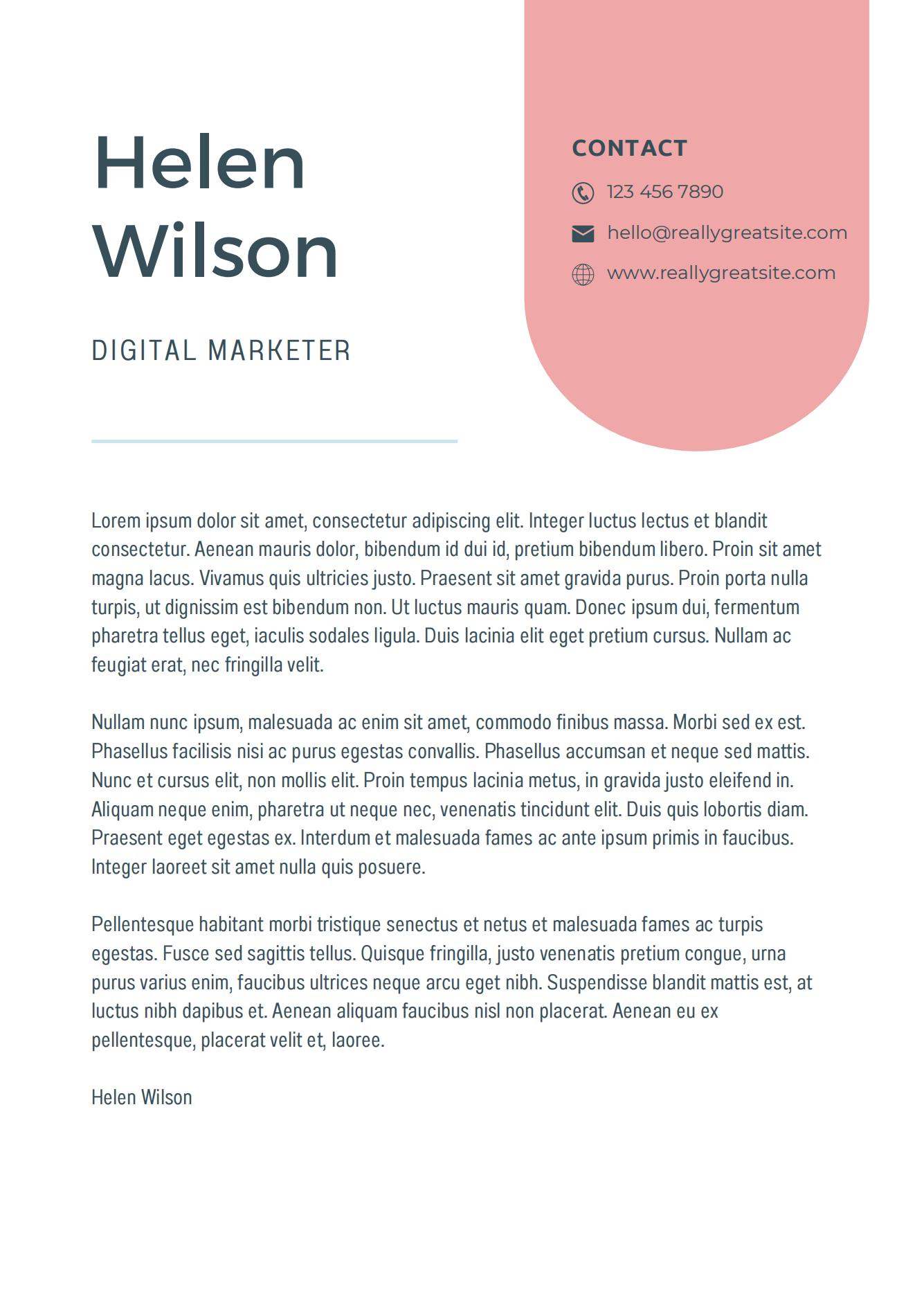 DIGITAL MARKETER CV simple et lettre de motivation