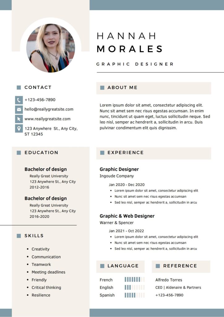 Exemple de CV de designer minimaliste professionnel