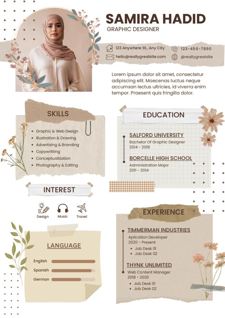 GRAPHIC-DESIGNER-Curriculum-vitae-vintage-marron