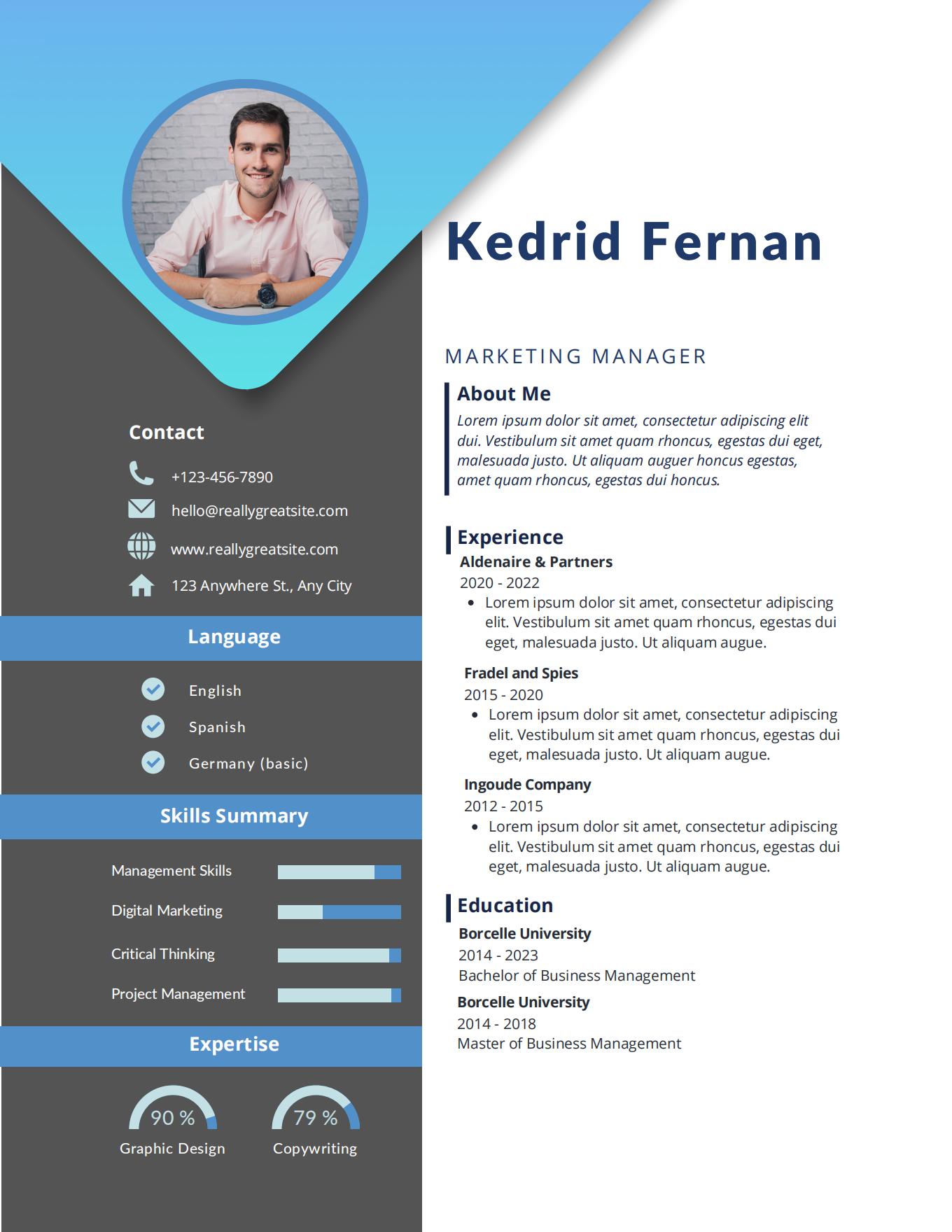 MARKETING-MANAGER-Modele-de-CV-moderne