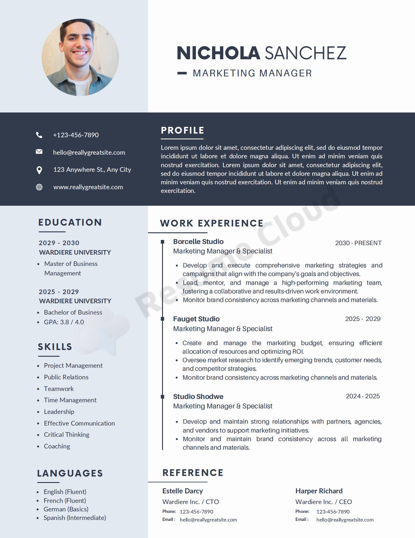 Modèle de CV de professionnel du marketing