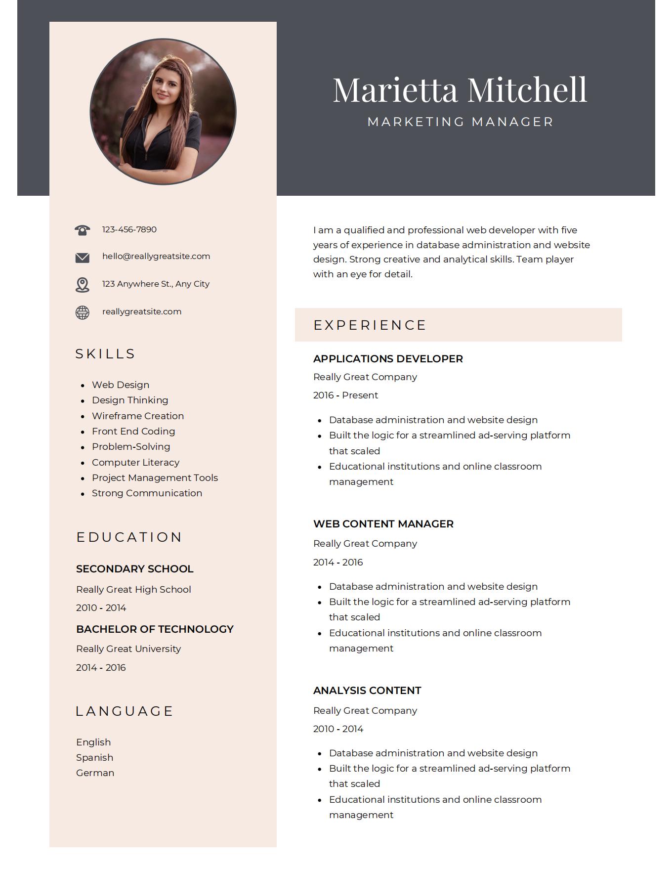 Modèle de CV pour le directeur marketing