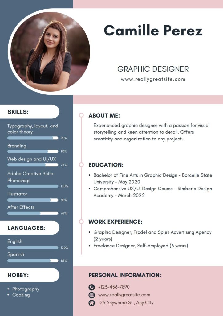 Modèle de CV de graphiste créatif A4